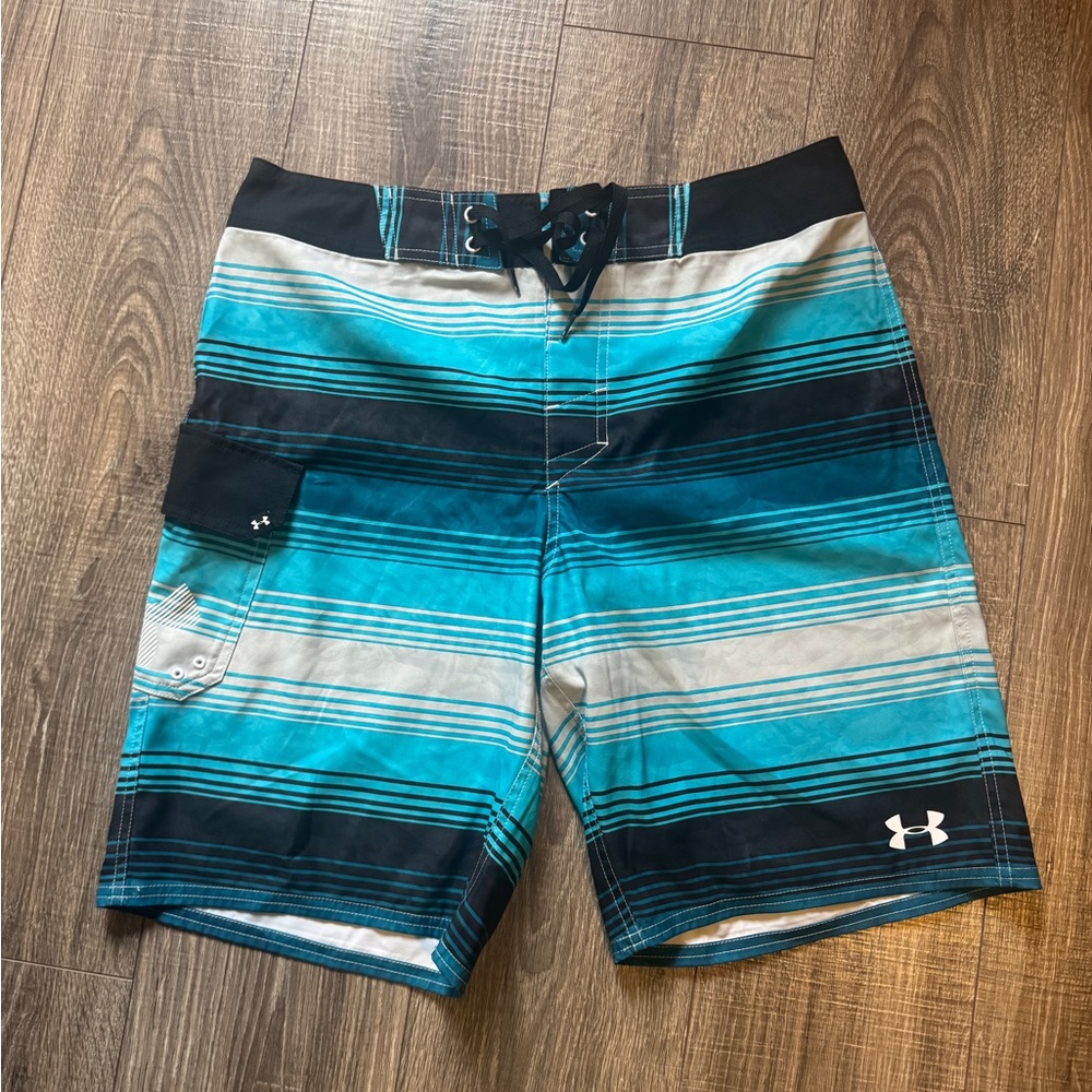 Under Armour Blue and Black Board Shorts Quick-Dry Swimwear